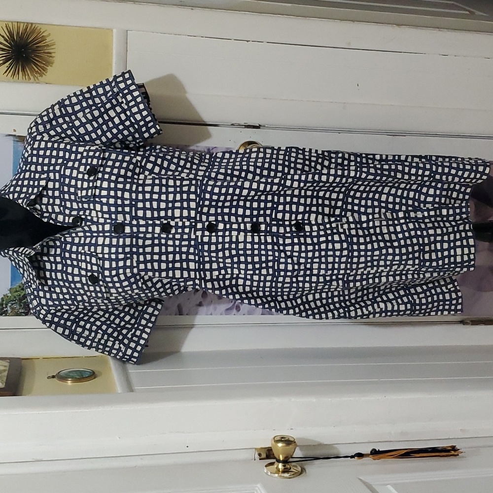 A beautiful Blue snd White Grid Print Shirt  Dress Side 12
